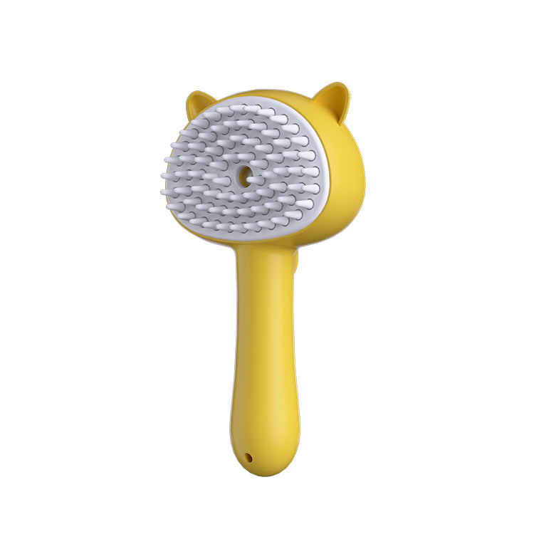 Self-cleaning mist brush for at-home pet grooming