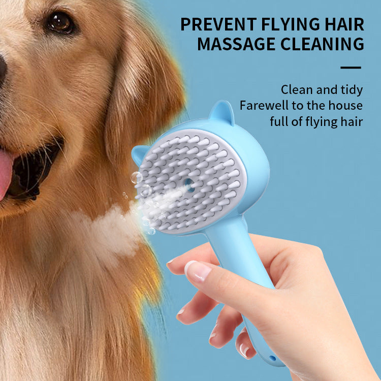 Rechargeable pet grooming brush with mist function