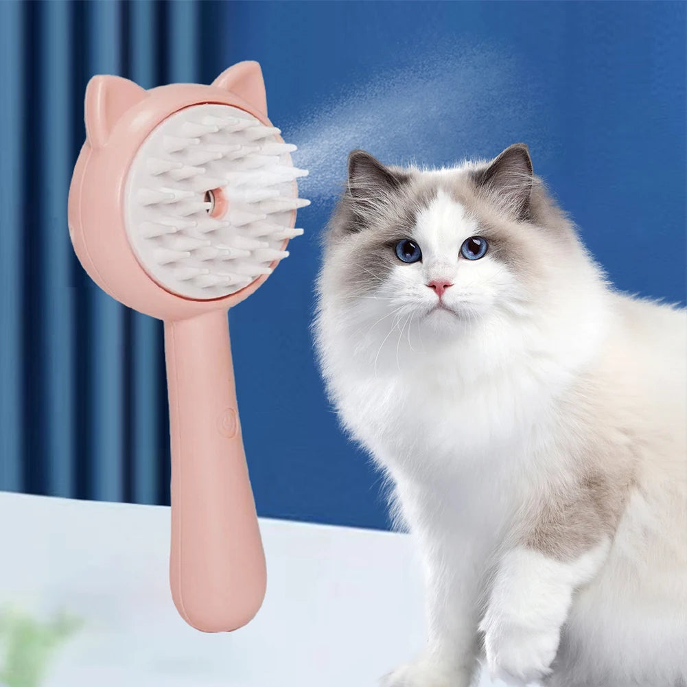Fine mist pet grooming brush for at-home coat care